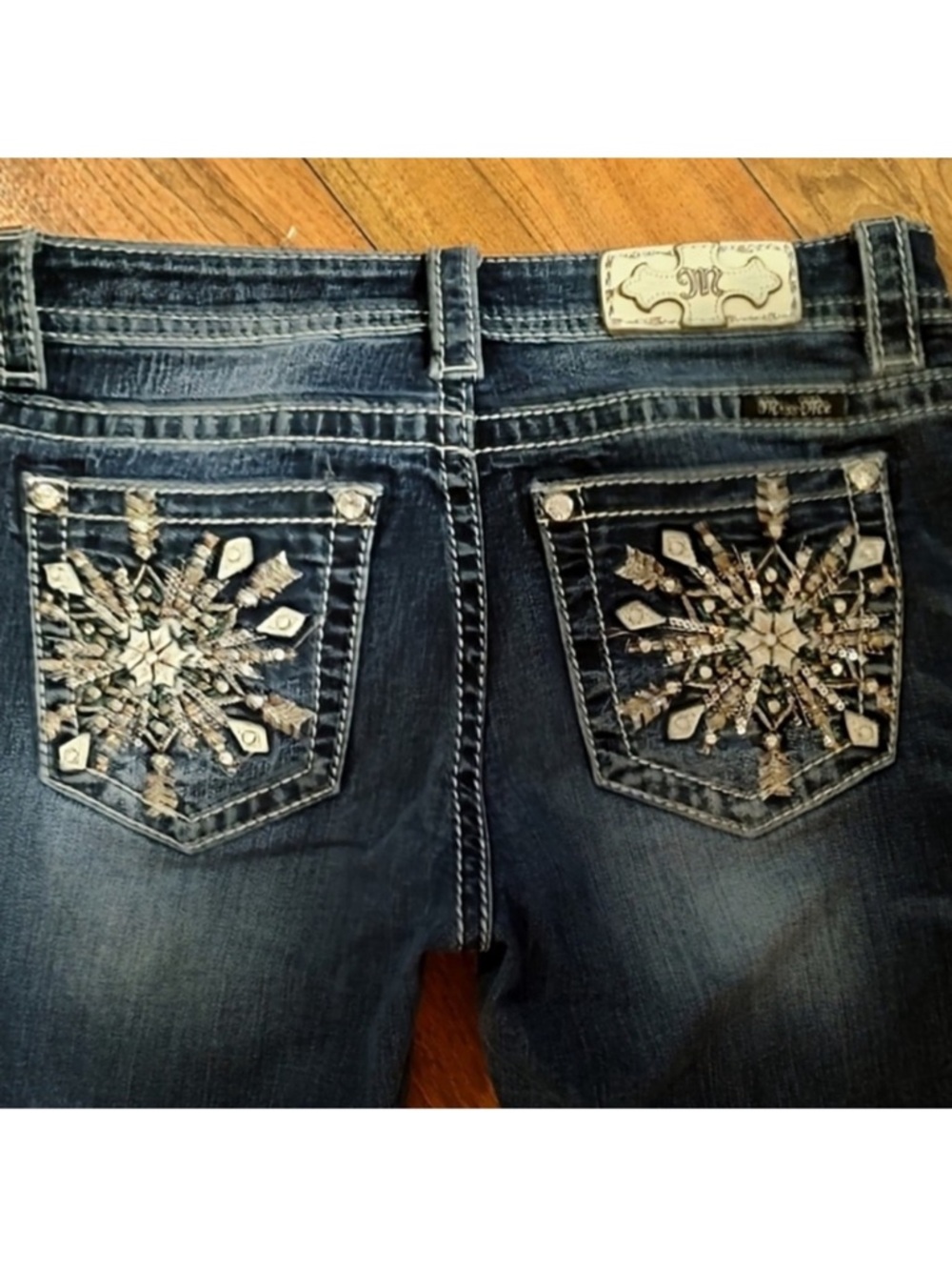 Absolutely Gorgeous Miss Me Chloe Boot Embellished Jeans With 32” Inseam